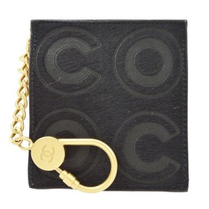Chanel Coco Key Ring Coin Purse Black, Black