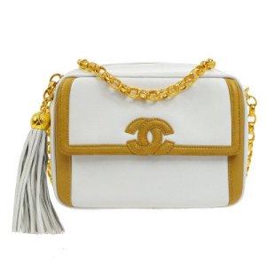 Chanel Fringe Cc Single Chain Shoulder Bag Bi-Color, Brown