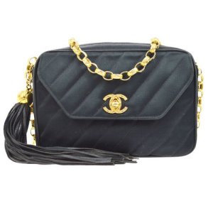Chanel Fringe Chain Shoulder Bag Black, Black