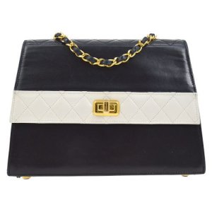 Chanel Quilted Chain Shoulder Bag Bi-Color, White