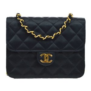 Chanel Quilted Classic Flap Mini Square Shoulder Bag Stain Black, Black