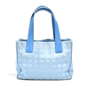Chanel Travel Line Light Blue Jacquard Nylon Small Tote Bag, Blue