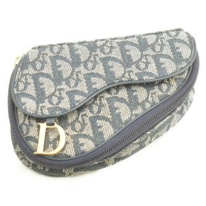 Dior Trotter Canvas Saddle Pouch Handbag, Blue