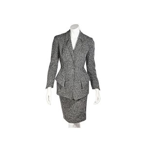 Grey Thierry Mugler Textured Skirt Suit Set, Grey