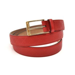 Gucci Red Diamante Leather & Gold-tone Buckle Belt - Size XL 110/44, Red