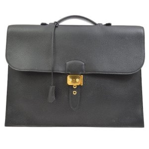 Hermes Sac A Depeche 38 Briefcase Hand Bag Black Togo, Black