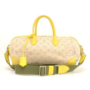 Louis Vuitton Denim Speedy Round PM Yellow Leather 2Way Bag 2012 Limited, Yellow