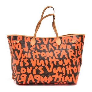 Louis Vuitton Neverfull GM Stephen Sprouse Neon Orange Graffiti Monogram Canvas Tote Bag, Orange