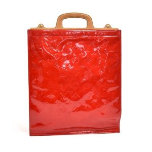 Louis Vuitton Stanton Red Vernis Leather Flat Tote Handbag, Red