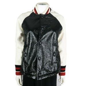 Moncler Varsity Jacket Women'S Baseball Jacket Us Extra Small  Pre-Owned Used, Black