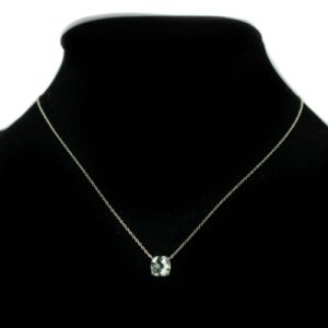 Tiffany Green Amethyst Prasiolite Stone Necklace 925 - Sterling Silver Chain, Silver