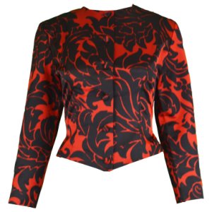 Vicky Tiel Couture 1980s Red & Black Damask Evening Jacket, Red