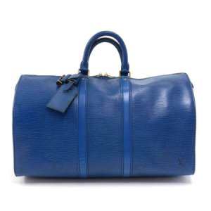 Vintage Louis Vuitton Keepall 45 Blue Epi Leather Duffle Travel Bag, Blue