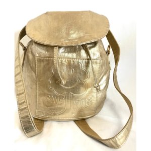 Vintage MOSCHINO champagne gold leather backpack, shoulder bag from SAVE NATURE collection. Must have daily use purse., Gold