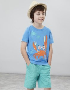 Tom Joule Jungen Chomper T Shirt mit Applikation - Blau Schnorchel Krabbe