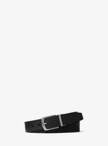 MK Crossgrain Leather Belt - Blk/greyhoun - Michael Kors
