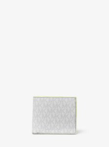 MK Greyson Logo Billfold Wallet With Coin Pocket - Wht/neon Yel - Michael Kors