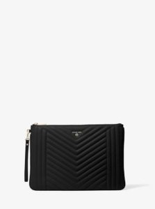 MK Jet Set Extra-Large Quilted Leather Pouch - Black - Michael Kors