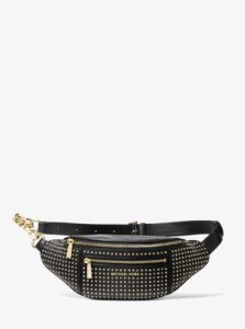 MK Medium Studded Leather Belt Bag - Black - Michael Kors