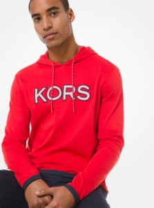 Michael Kors Mens - Mk mesh logo cotton hoodie - drk persimon - michael kors