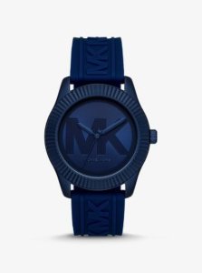 MK Oversized Maddye Navy-Tone and Silicone Watch - Bright Blue - Michael Kors