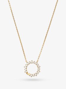 MK Precious Metal-Plated Sterling Silver Pavé Halo Necklace - Gold - Michael Kors