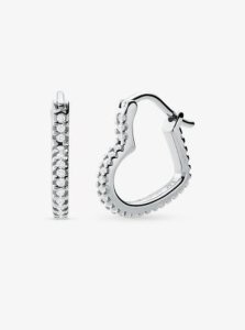 MK Precious Metal-Plated Sterling Silver Pavé Heart Mini Hoop Earrings - Silver - Michael Kors