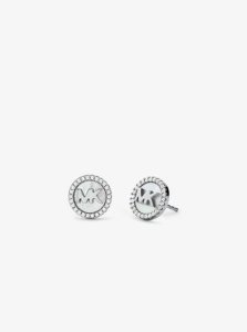 MK Precious Metal-Plated Sterling Silver Pavé Logo Stud Earrings - Silver - Michael Kors