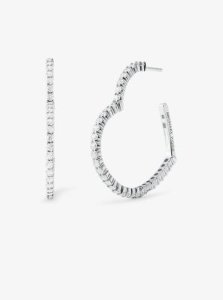 MK Precious Metal-Plated Sterling Silver Pavé Oversized Heart Hoop Earrings - Silver - Michael Kors