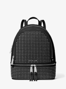 MK Rhea Medium Studded Leather Backpack - Black - Michael Kors
