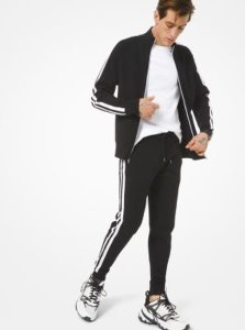 Michael Kors Mens - Mk striped viscose blend track pants - black - michael kors
