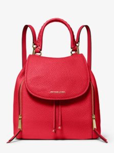 MK Viv Large Leather Backpack - Bright Red - Michael Kors