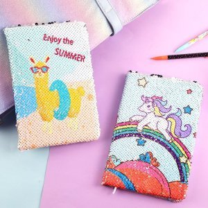 1pack Cartoon Graphic Sequin Decor Cover Notebook