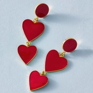 1pair Heart Decor Drop Earrings