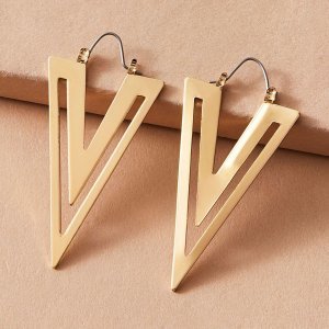 Shein - 1pair hollow out v design earrings