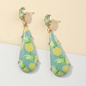 1pair Pineapple Pattern Water Drop Earrings
