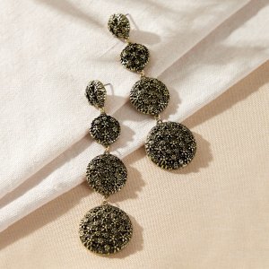 Shein - 1pair textured flower round drop earrings