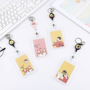 1pc Cartoon Graphic Card Holder With Keychain