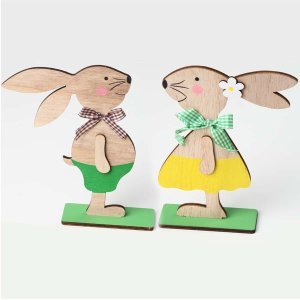 1pc Cartoon Rabbit Wooden Decorative Object