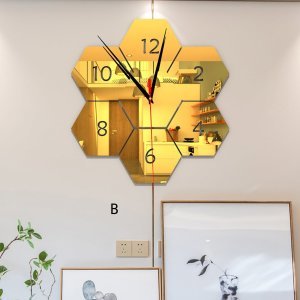 1pc Geometric Mirror Surface Wall Clock