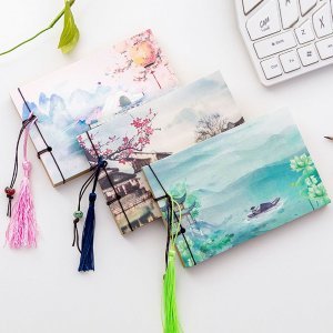 1pc Tassel Decor Floral Print Cover Notebook