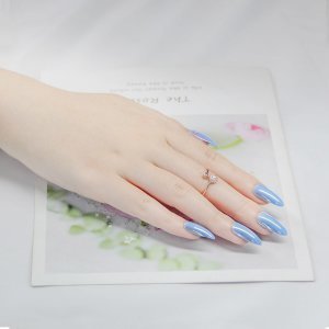 Shein - 24pcs blue fake nail & double-sided tape & nail file