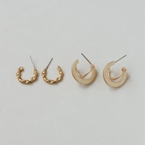 2pairs Structured Cuff Hoop Earrings