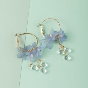 Shein - 3pairs floral decor hoop earrings