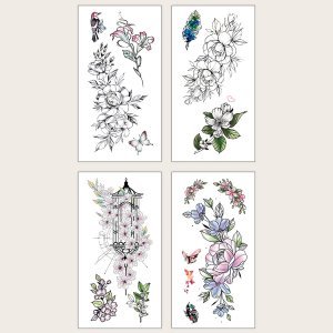 4pcs Floral Pattern Tattoo Sticker