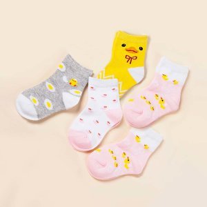Shein - 5pairs baby kid cartoon duck graphic socks