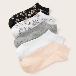 Shein - 5pairs ditsy floral pattern ankle socks