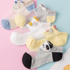 Shein - 5pairs toddler kids cartoon graphic mesh stitching socks