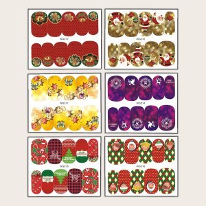 6sheets Christmas Santa Claus Pattern Nail Sticker
