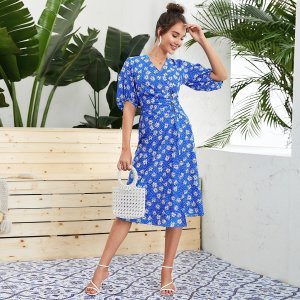 Shein - All over floral button front dress